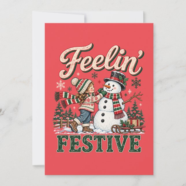 Känner julstämning Snömannen barn Kort (Framsida)
