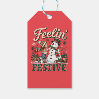 Känner julstämning Snömannen barn Presentetikett