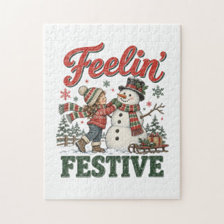 Känner julstämning Snömannen barn Pussel