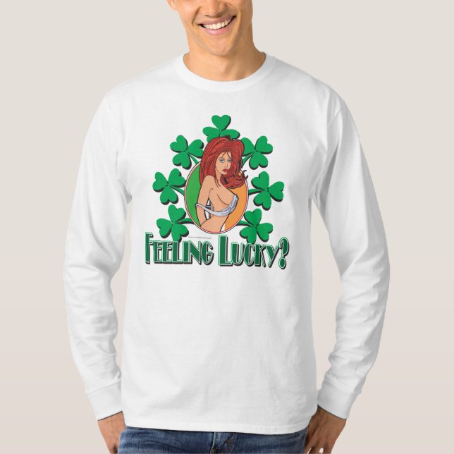 Känner Lucky Irish Girl med Shamrocks, T-shirt (Framsida)