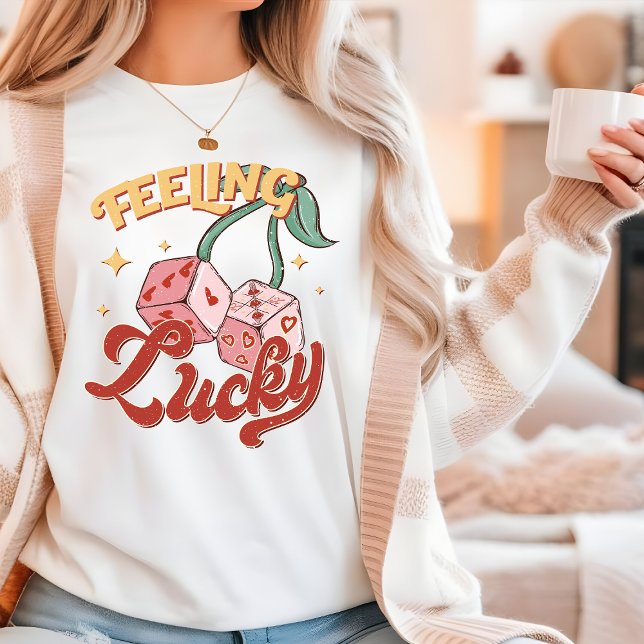 Känner Lucky Retro Tärning Present Till Henne T Shirt (Skapare uppladdad)