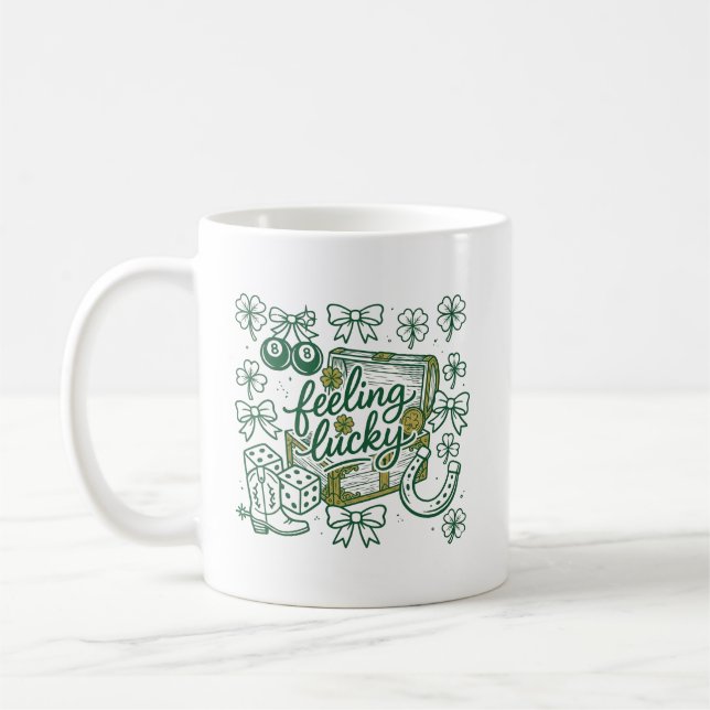 Känner Lycka St. Patrick's Day Festiv Typografi Kaffemugg (Vänster)
