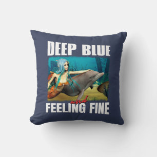 Känner mig blå Ocean Havsjungfru Delfin Konst Kudde