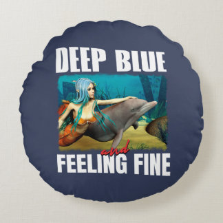 Känner mig blå Ocean Havsjungfru Delfin Konst Rund Kudde