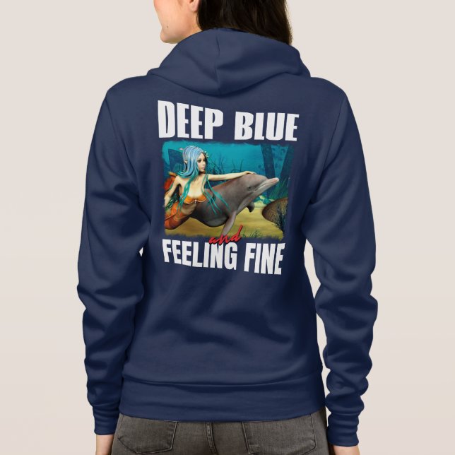 Känner mig blå Ocean Havsjungfru Delfin Konst T Shirt (Baksida)