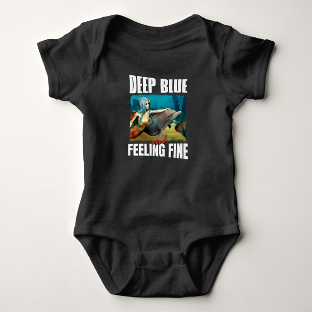 Känner mig blå Ocean Havsjungfru Delfin Konst T Shirt (Framsida)