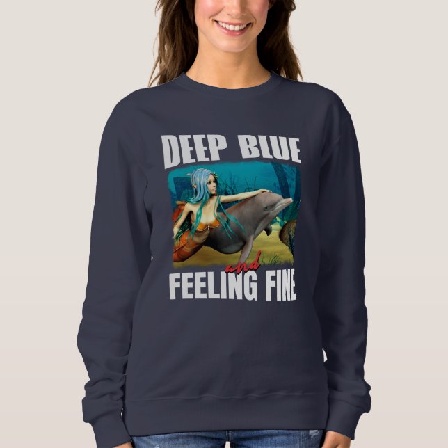 Känner mig blå Ocean Havsjungfru Delfin Konst T Shirt (Framsida)