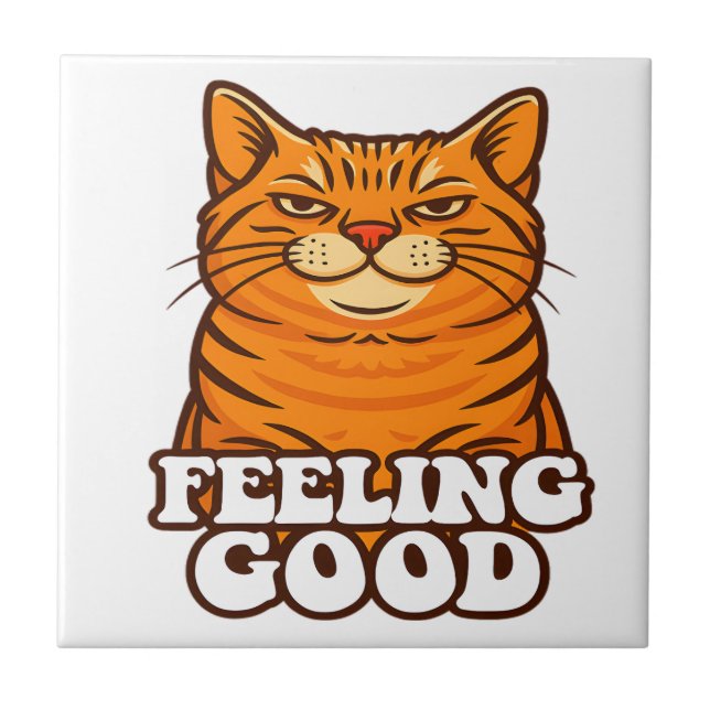 Känner mig bra Cool Cat Kakelplatta (Framsidan)