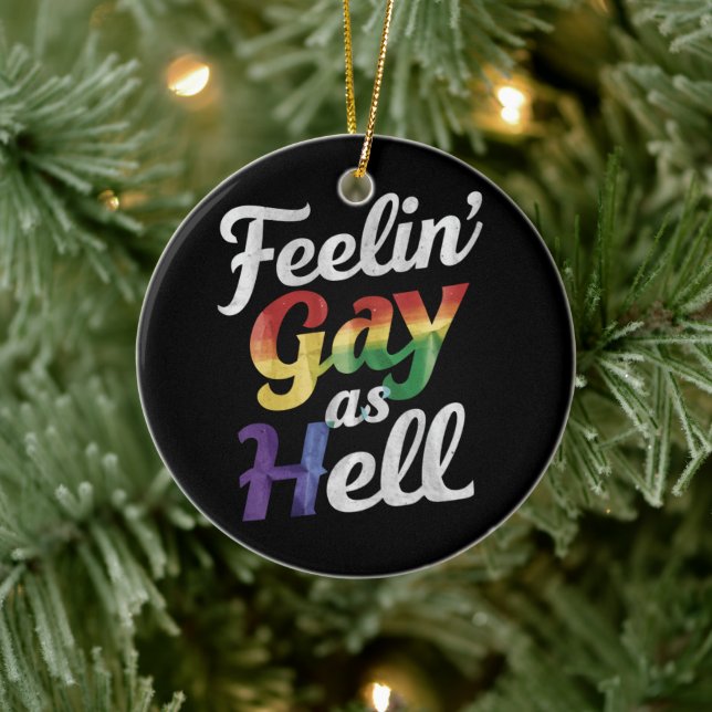 Känner mig gay som helvete HBTQ-stolt  Julgransprydnad Keramik (Träd)