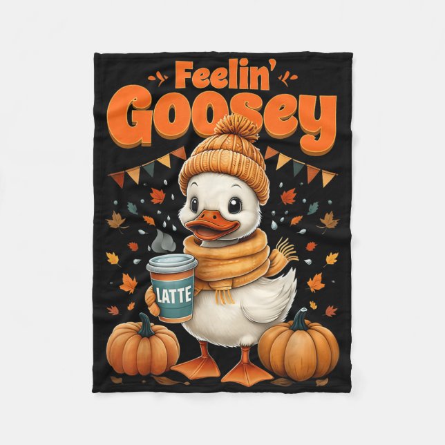 Känner mig Goosey Hej Höst Gås Pumpa Krydd Kafffe Fleecefilt (Framsidan)