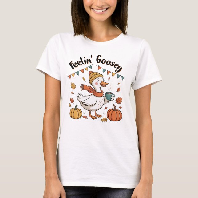 Känner mig Goosey Höst Pumpa Latte T Shirt (Framsida)