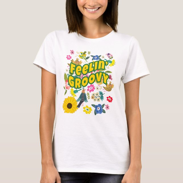 KÄNNER MIG GROOVIG Hippie Zigenare Boho T Shirt (Framsida)