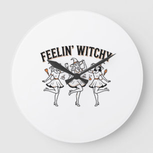 Känner mig häxliknande Retro Halloween Häxor Stor Klocka