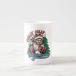 Känner mig jolly jul tomte benporslin mugg