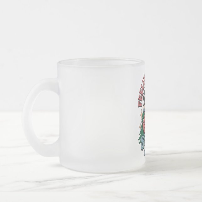 Känner mig jolly jul tomte frostad glasmugg (Vänster)