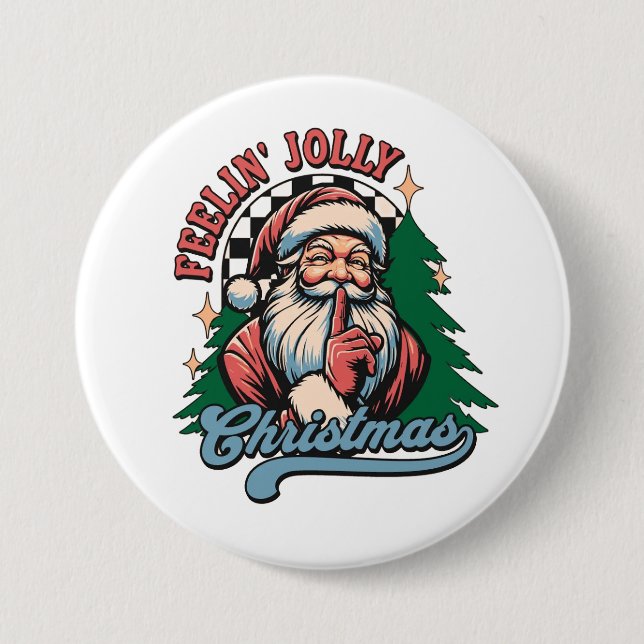 Känner mig jolly jul tomte knapp (Framsida)
