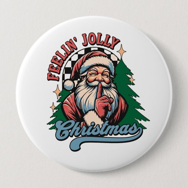 Känner mig jolly jul tomte knapp (Framsida)