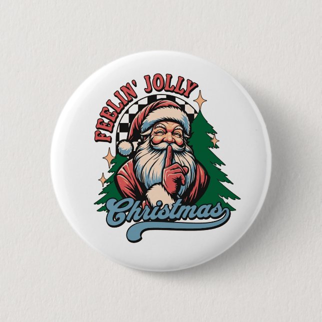 Känner mig jolly jul tomte knapp (Framsida)