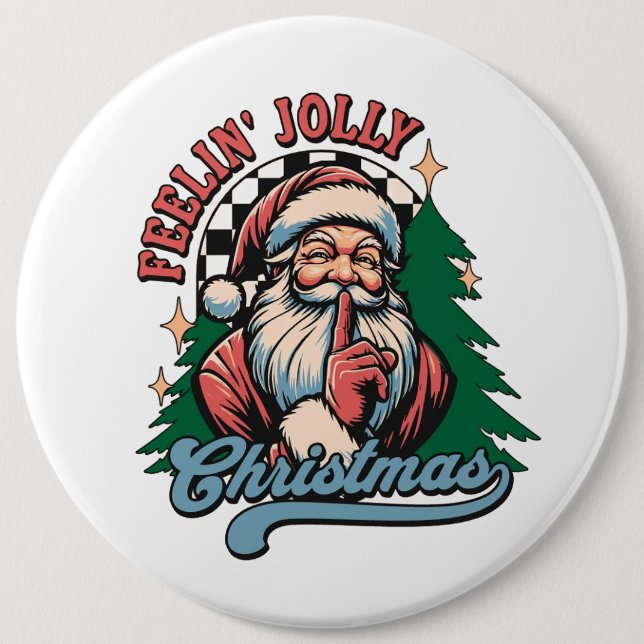 Känner mig jolly jul tomte knapp (Framsida)
