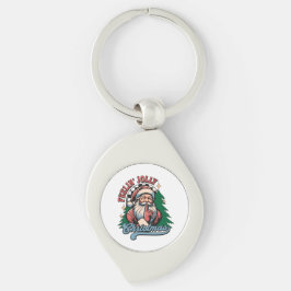 Känner mig jolly jul tomte swirl silverfärgad nyckelring