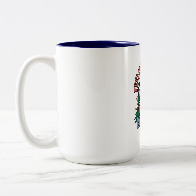 Känner mig jolly jul tomte Två-Tonad mugg (Vänster)