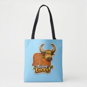 🍀 Känner mig Lucky! Highland Ko Toteväska 👜✨ Tygkasse