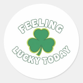 Känner mig lycklig idag Grön Shamrock St Patrick Runt Klistermärke