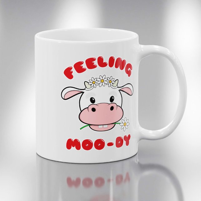 Känner mig moo-dig | Söt serieko-citat-mugg Kaffemugg (Skapare uppladdad)