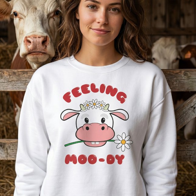Känner mig Moo-dig | Söt serieko-citat-sweatshirt T Shirt (Skapare uppladdad)