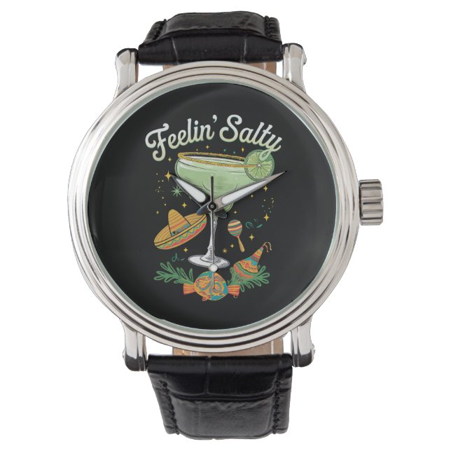 Känner mig Salt Margarita Roligt Cinco De Mayo Armbandsur (Framsida)