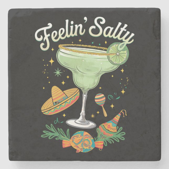 Känner mig Salt Margarita Roligt Cinco De Mayo Stenunderlägg (Framsidan)