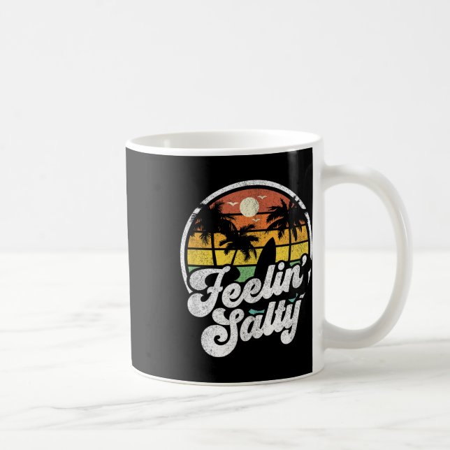 Känner mig salt ö vacation surfing palm retro B Kaffemugg (Höger)