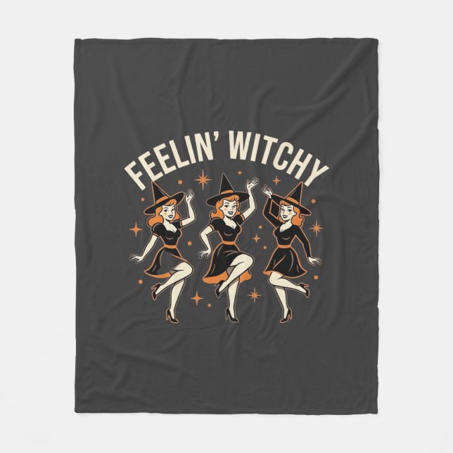 Känner mig som en häxa Halloween Häxdans Fleecefilt (Framsidan)