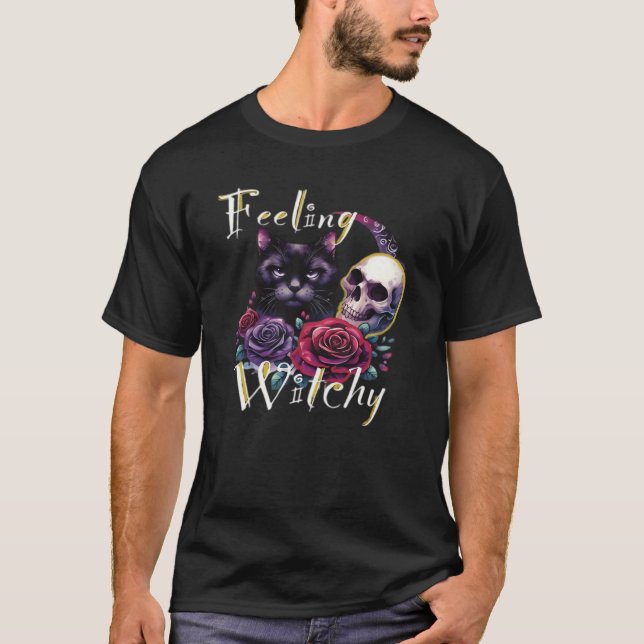Känner mig som en häxa Svart katt Classic T-Shirt (Framsida)