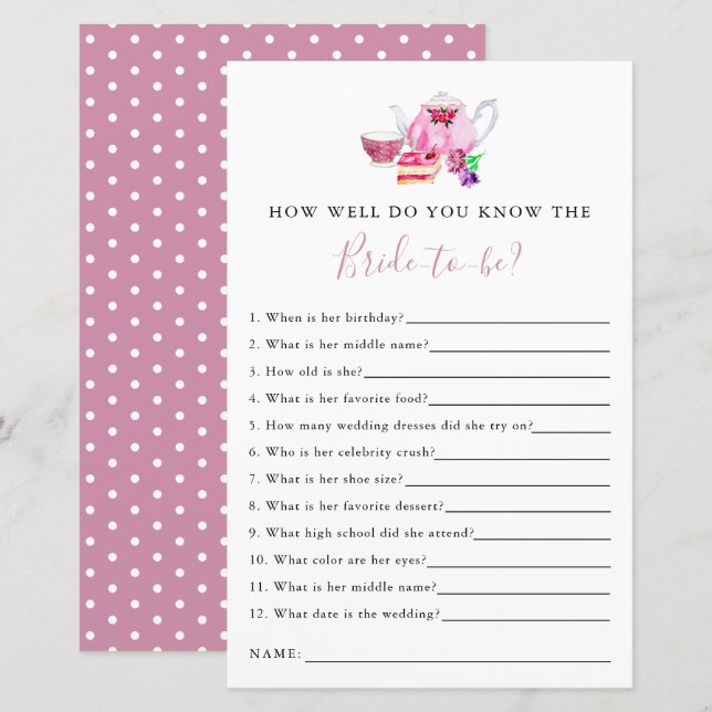 känner till Möhippan Game Tea Party (Fram/baksida)