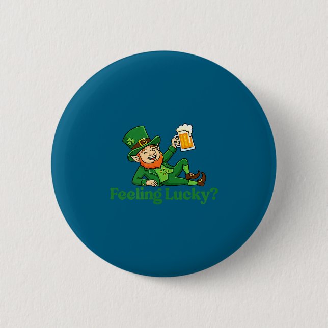 Känner tur Leprechaun St Patrick's Day Känner  Knapp (Framsida)