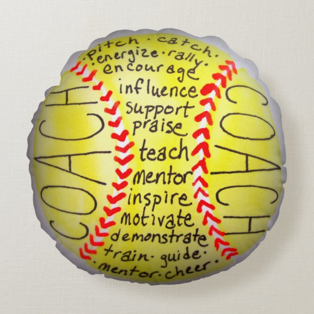 Kännetecken av en lagledare rund kudde (Framsidan)