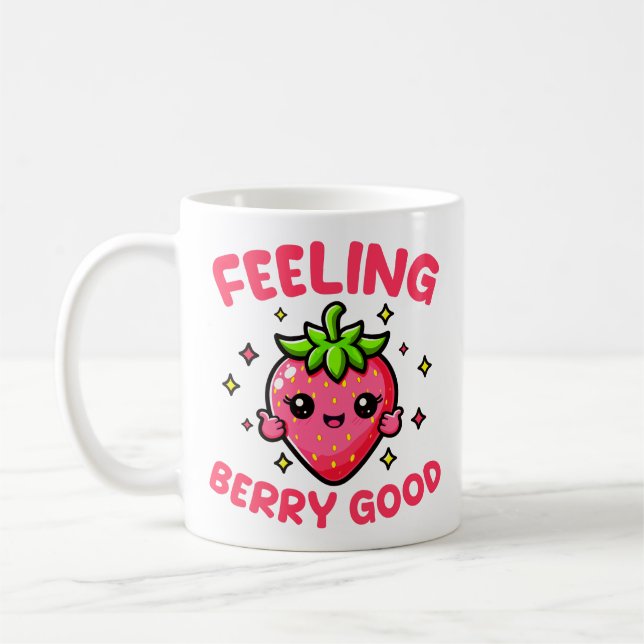 Känning av Berry Bra Funny Strawberry Kaffemugg (Vänster)