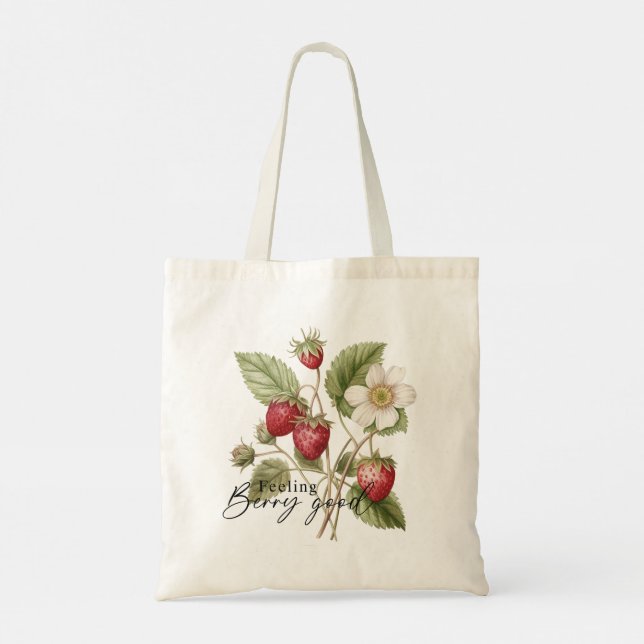 Känning av Berry Bra Red Strawberry Romantic Blomm Tygkasse (Baksida)
