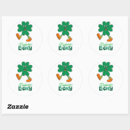 Känning av Lucky Shamrock Stickers Runt Klistermärke
