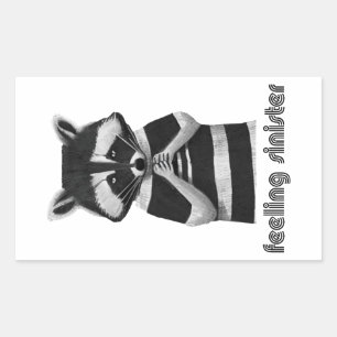 Känning av Sinister Funny Raccoon Rektangulärt Klistermärke