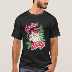 Känning Jolly Cowboy Santa Retro Rosa Co. T Shirt