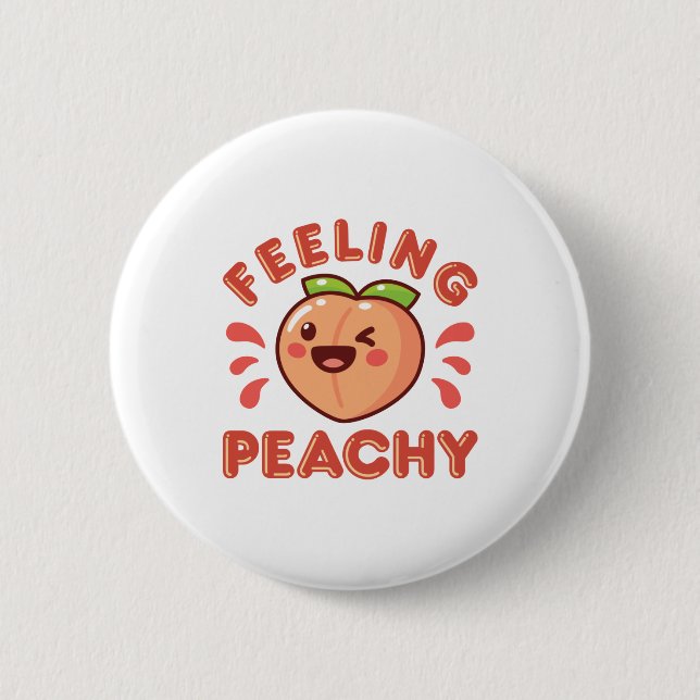 Känning Peachy Peach Fruit Lycklig Kawaii Knapp (Framsida)