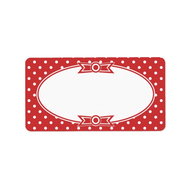 Kanningsetikett för röda och vita punkter adressetikett (Framsidan)