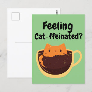 Känns det som kattfoder? Kaffe Kat-Tecknad Vykort