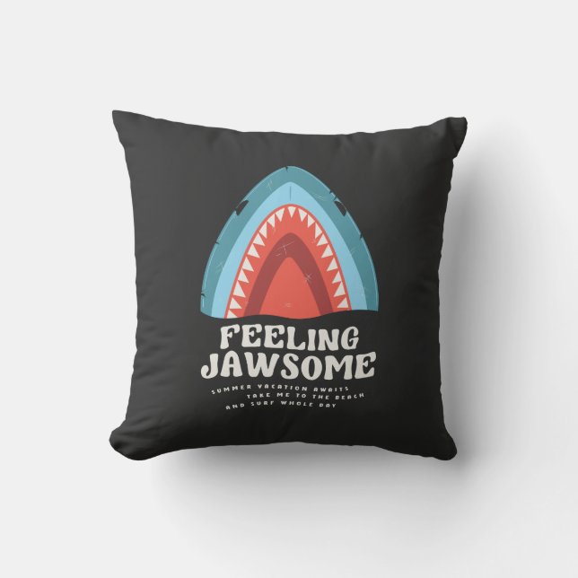 Känns Jawsome Shark Funny Summer Puns Kudde (Framsida)