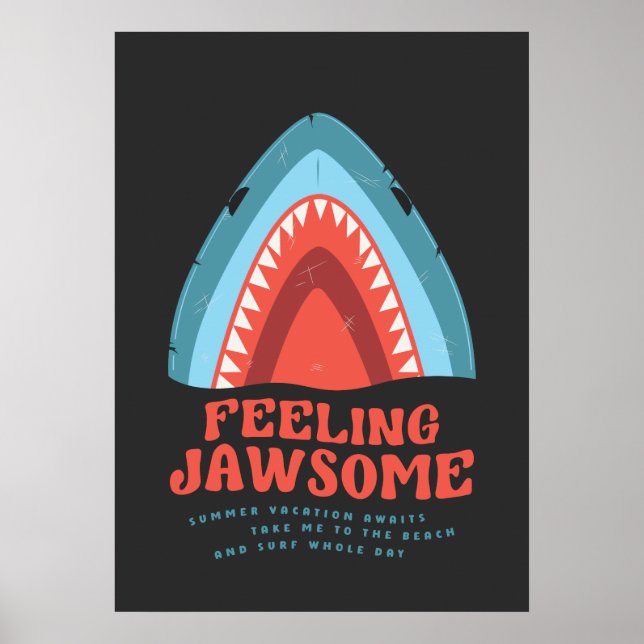 Känns Jawsome Shark Funny Summer Puns Poster (Framsidan)