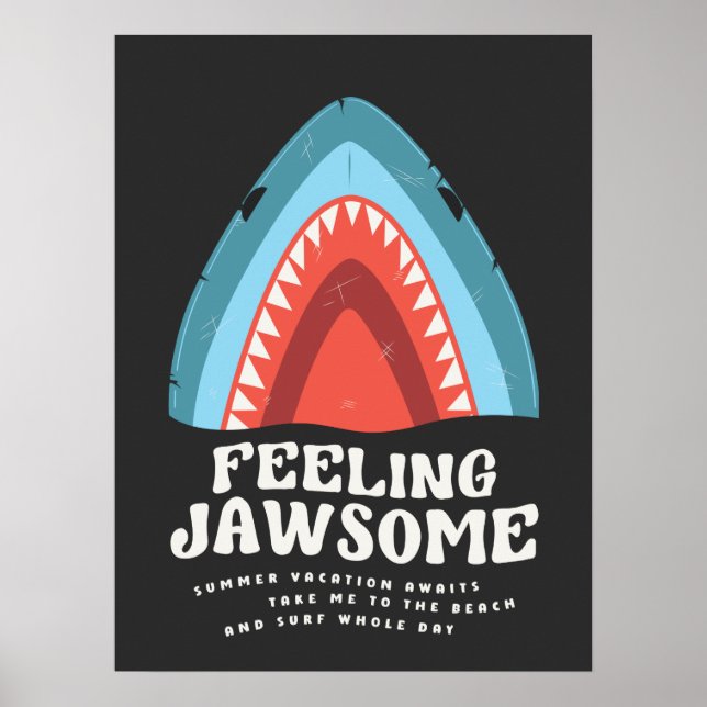 Känns Jawsome Shark Funny Summer Puns Poster (Framsidan)