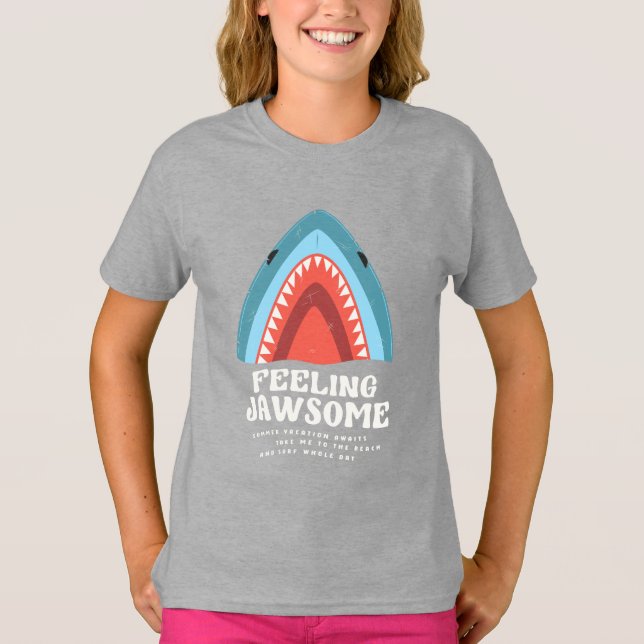 Känns Jawsome Shark Funny Summer Puns T Shirt (Framsida)