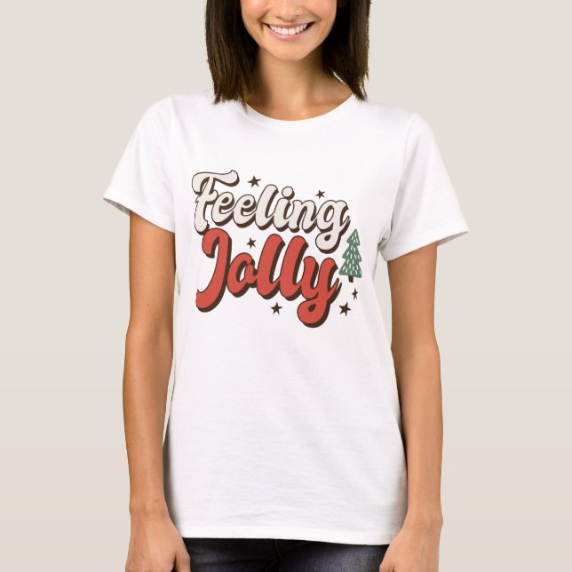 Känns Jolly Retro-julen T Shirt (Framsida)